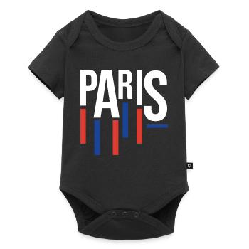 Paris Typography with Flag Accents - Baby Premium short-sleeve bodysuit - black - Front