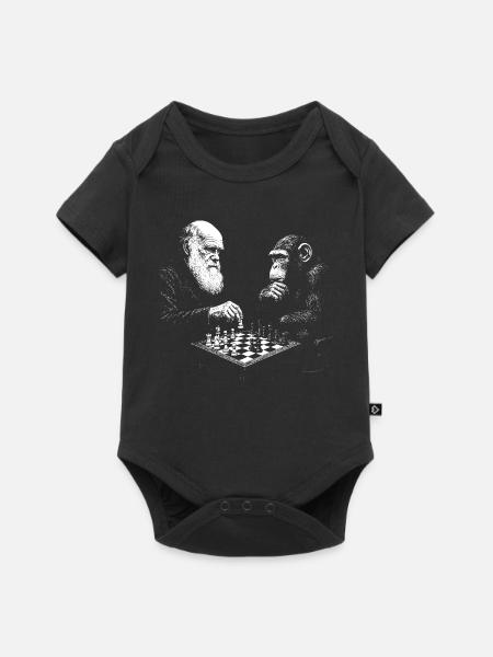 Charles Darwin spielt Schach mit Affe - Baby Premium Kurzarmbody - Schwarz