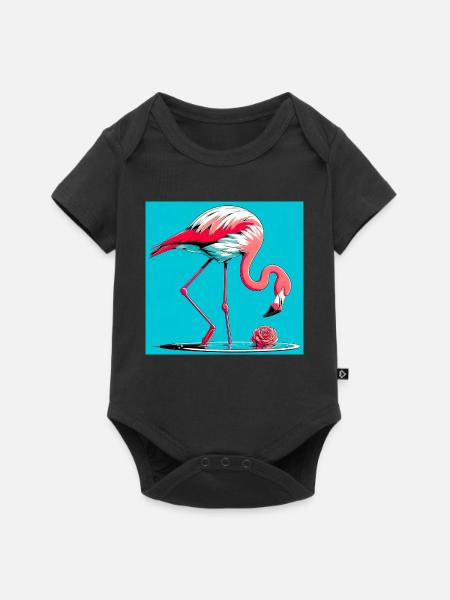 Flamingo - Baby Premium Kurzarmbody - Schwarz