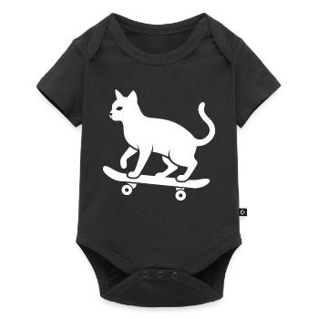 Cool Cat Skateboarder Silhouette Minimalist - Baby Premium short-sleeve bodysuit - black - Front