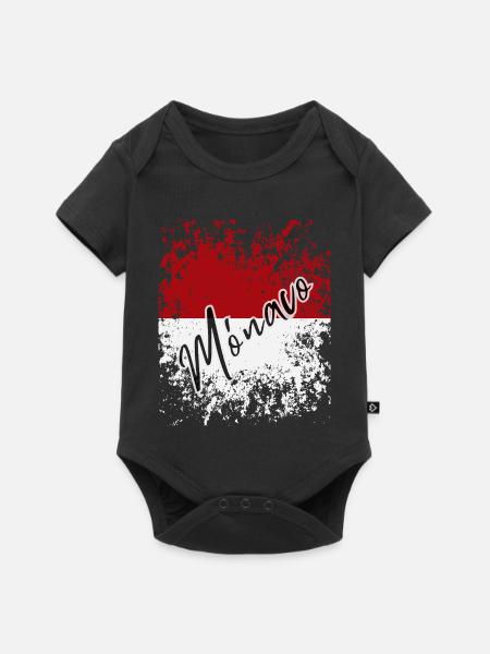 Monegaskische Flagge, ich liebe Monaco - Baby Premium Kurzarmbody - Schwarz