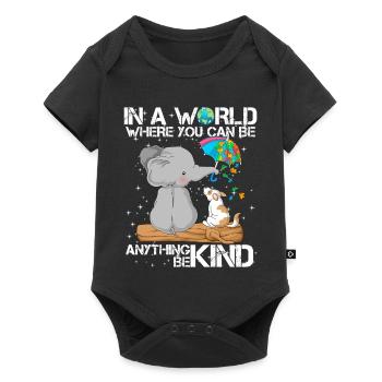 Elephant and Puppy Autism Awareness support - Baby Premium short-sleeve bodysuit - black - Front