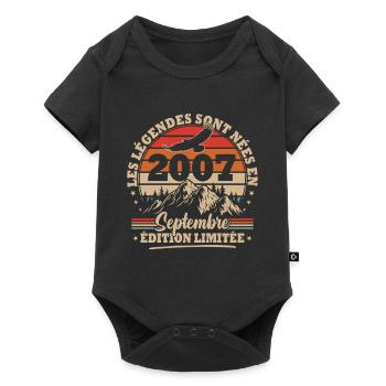 Vintage Birthday Gift Born In September 2007 - Baby Premium short-sleeve bodysuit - black - Front