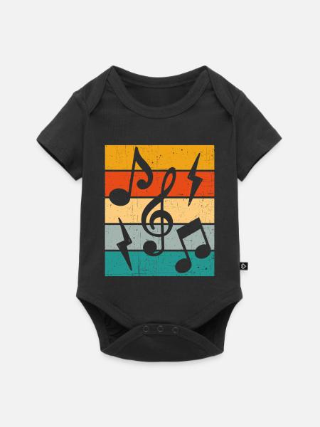 Musiknoten Retro - Baby Premium Kurzarmbody - Schwarz