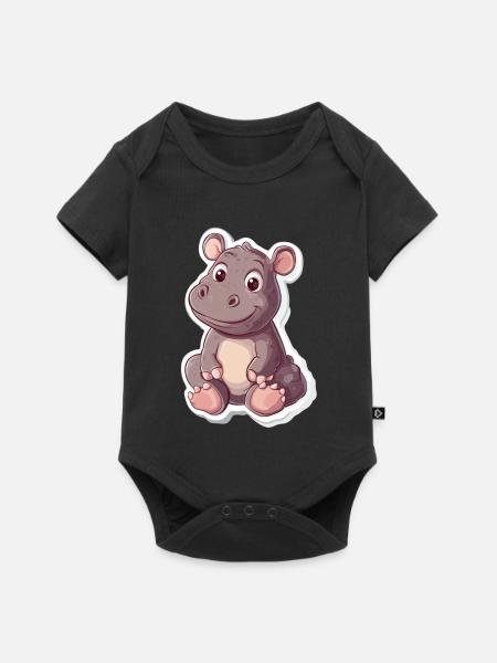 Nilpferd - Baby Premium Kurzarmbody - Schwarz