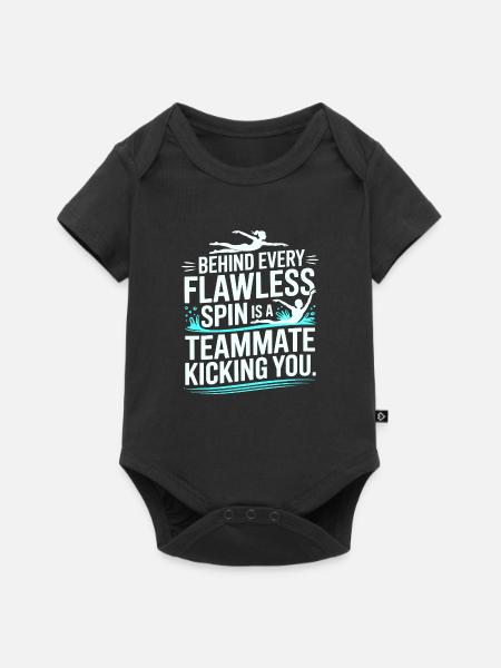 Hinter jedem makellosen Spin-Swim-Teamkollegen - Baby Premium Kurzarmbody - Schwarz