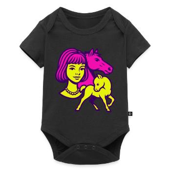 Pferdemädchen Pop-Art - Baby Premium Kurzarmbody - Schwarz - Vorne