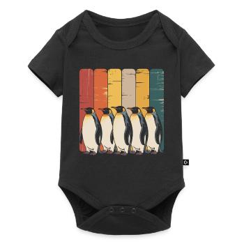 Farbenfrohe Pinguin-Kollektion - Baby Premium Kurzarmbody - Schwarz - Vorne