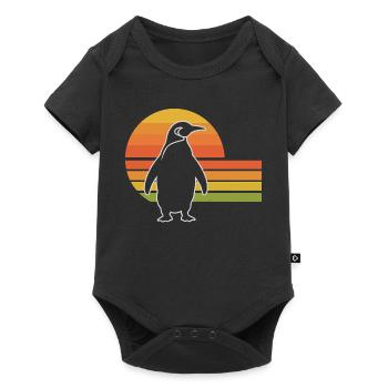 Penguin silhouette sunset design - Baby Premium short-sleeve bodysuit - black - Front