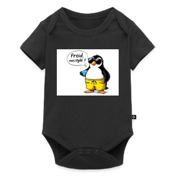 Stylish penguin sleeve with glasses - Baby Premium short-sleeve bodysuit - black - Front