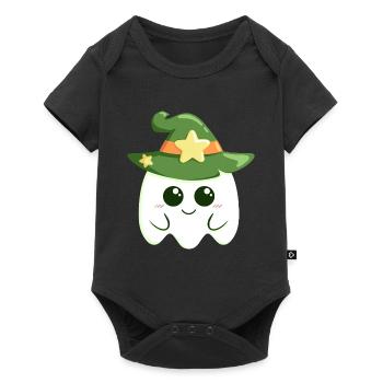 Cute ghost for Halloween dressed as a witch - Baby Premium short-sleeve bodysuit - black - Front