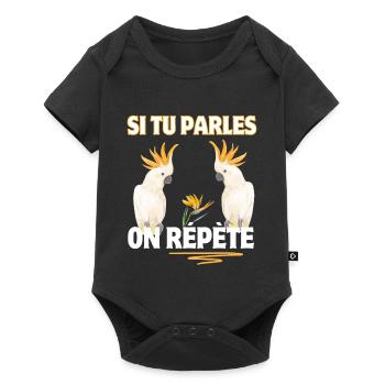 Si tu parles on repete perroquets blancs - Body à manches courtes Premium Bébé - noir - Devant