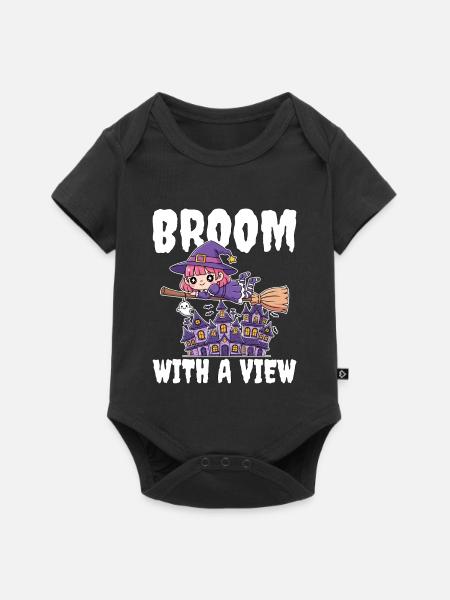BESEN MIT AUSSICHT - HEXE HALLOWEEN - Baby Premium Kurzarmbody - Schwarz