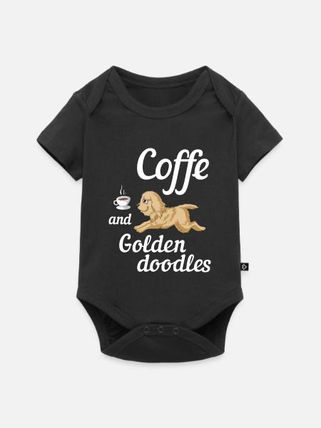 Goldene Kritzeleien Kaffee Illustration - Baby Premium Kurzarmbody - Schwarz