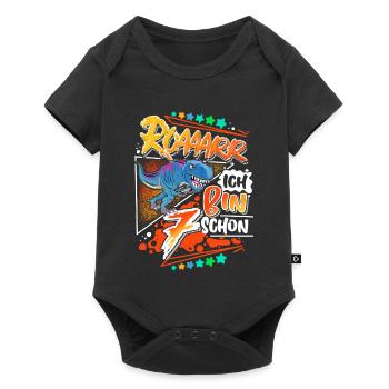 7ème anniversaire dinosaure T Rex - Body à manches courtes Premium Bébé - noir - Devant