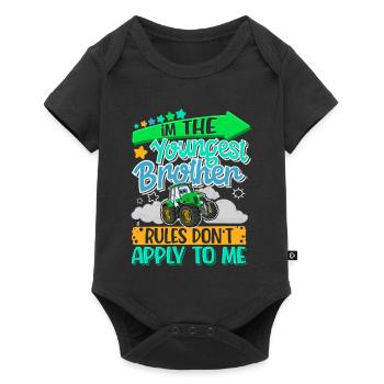 Youngest brother with tractor motif - Baby Premium short-sleeve bodysuit - black - Front
