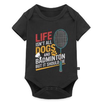 Dog and badminton - Baby Premium short-sleeve bodysuit - black - Front
