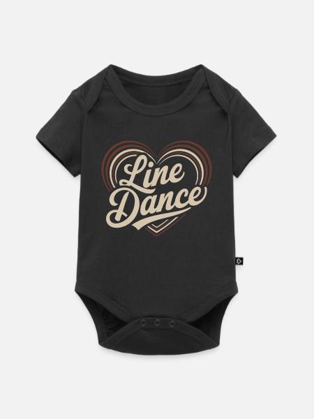Herzförmiger Schriftzug Line Dance - Baby Premium Kurzarmbody - Schwarz