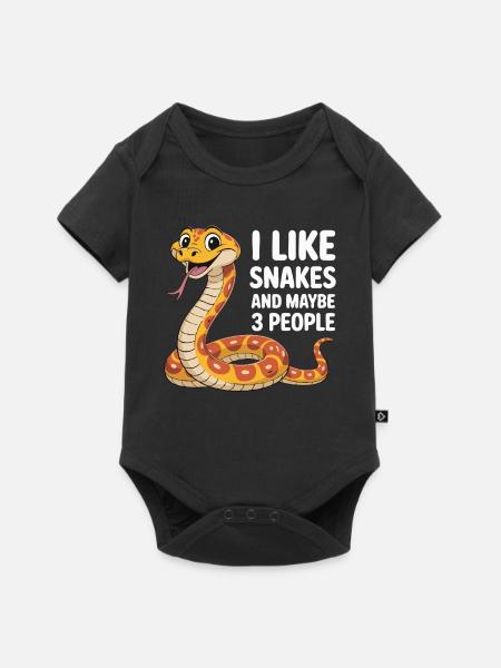 I Like Snakes – Lustiges Schlangenmotiv - Baby Premium Kurzarmbody - Schwarz