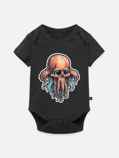 Umweltfreundlicher Tintenfischschädel - Baby Premium Kurzarmbody - Schwarz