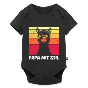 Fatherhood DAD WITH STYLE Retro Lama Funny - Baby Premium short-sleeve bodysuit - black - Front