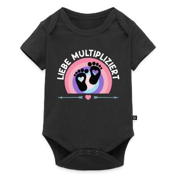 Expectant mother LOVE MULTIPLIES Funny - Baby Premium short-sleeve bodysuit - black - Front