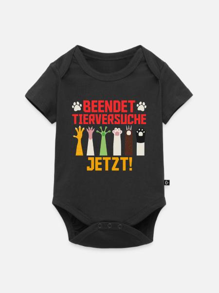 Tierwohl BEENDET TIERVERSUCHE JETZT LUSTIG - Baby Premium Kurzarmbody - Schwarz