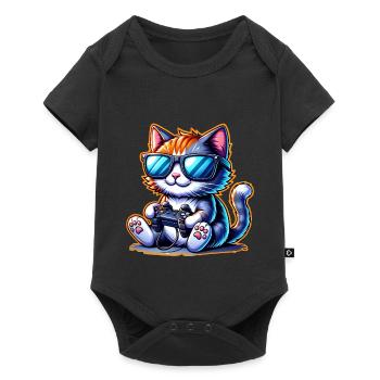 Cat Gaming Gamer - Baby Premium short-sleeve bodysuit - black - Front