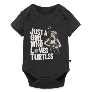 Just a girl who loves turtles - Baby Premium Kurzarmbody - Schwarz - Vorne