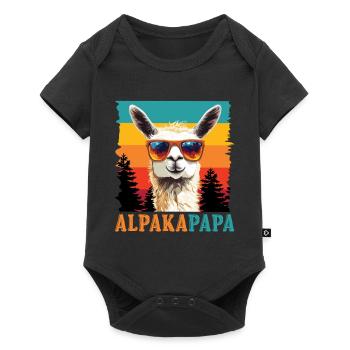 Pères ALPAGA PAPA Rétro Lama Drôle - Body à manches courtes Premium Bébé - noir - Devant