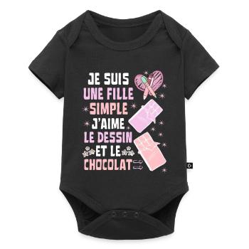 Je Suis Une Fille Simple Dessin et Chocolat - Body à manches courtes Premium Bébé - noir - Devant