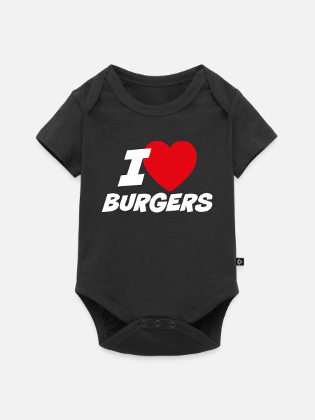 Ich liebe Burger - Baby Premium Kurzarmbody - Schwarz
