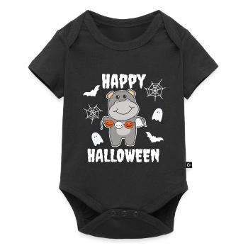 Hippo Happy Halloween Pumpkin Bat Costume - Baby Premium short-sleeve bodysuit - black - Front