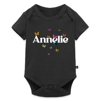 Beautiful girl's name ANNELIE with butterflies - Baby Premium short-sleeve bodysuit - black - Front