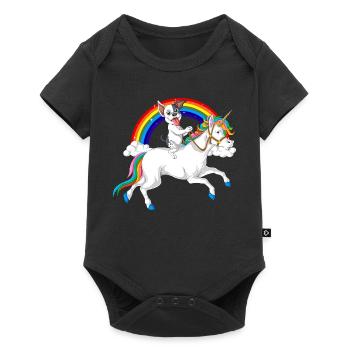French Bulldog Riding Unicorn - Baby Premium short-sleeve bodysuit - black - Front