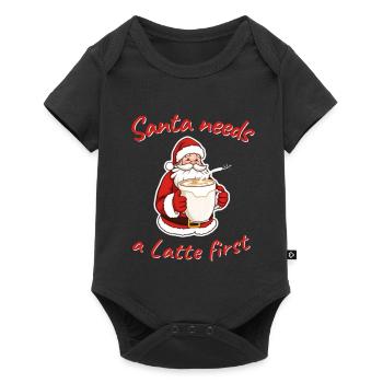 Illustration du Père Noël avec du café - Body à manches courtes Premium Bébé - noir - Devant
