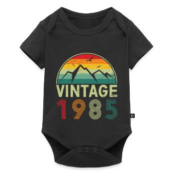 Motif de coucher de soleil de montagne vintage - Body à manches courtes Premium Bébé - noir - Devant