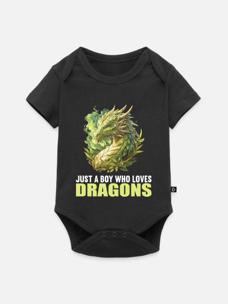 Drachen Drache - Baby Premium Kurzarmbody - Schwarz