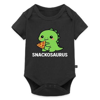 Dinosaure ludique avec une tranche de pizza - Body à manches courtes Premium Bébé - noir - Devant
