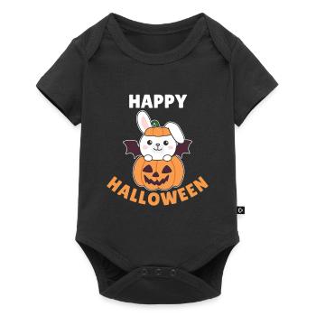 Bunny Happy Halloween Pumpkin Bat Costume - Baby Premium short-sleeve bodysuit - black - Front