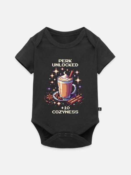Perk: +10 Gemütlichkeit | Chai Latte - Baby Premium Kurzarmbody - Schwarz