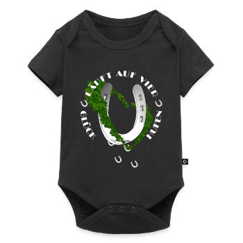 Nature-inspired horseshoe with clover - Baby Premium short-sleeve bodysuit - black - Front