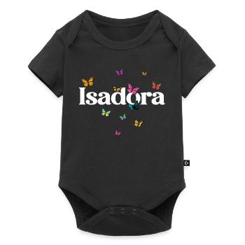 Beautiful girl name with butterflies ISADORA - Baby Premium short-sleeve bodysuit - black - Front