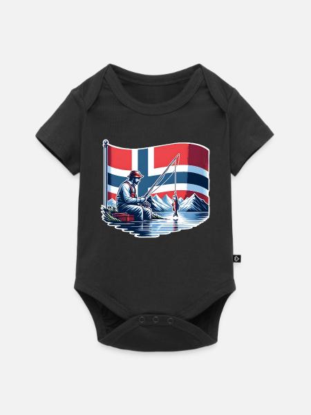 Norwegen Angeln Boot - Baby Premium Kurzarmbody - Schwarz