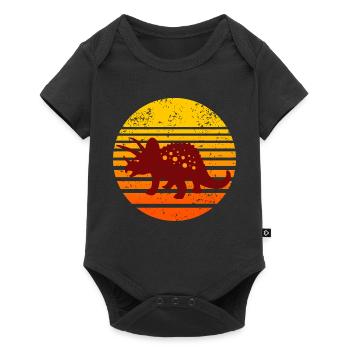 Motif de coucher de soleil de dinosaure - Body à manches courtes Premium Bébé - noir - Devant