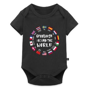 Greetings from all over the world, Hello in all languages - Baby Premium short-sleeve bodysuit - black - Front