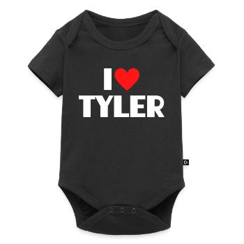 I love Tyler Red Heart Romantic Name Fan - Baby Premium short-sleeve bodysuit - black - Front