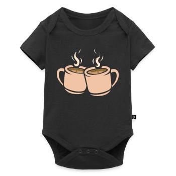 Two coffee cups illustration - Baby Premium short-sleeve bodysuit - black - Front