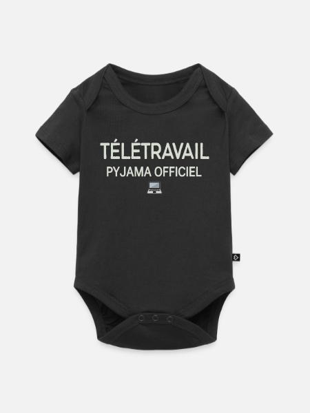 Offizielle Pyjama-Telearbeit - Baby Premium Kurzarmbody - Schwarz