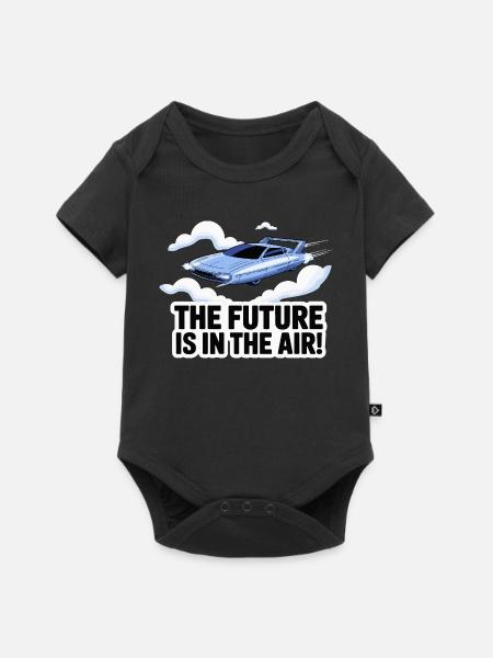 Retro-futuristisches fliegendes Autodesign - Baby Premium Kurzarmbody - Schwarz